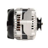 Side view of the 1980-1981 Jeep CJ7 V8 5.0L 12si high output alternator with a focus on the corrosion-resistant housing designed to handle extreme off-road conditions.